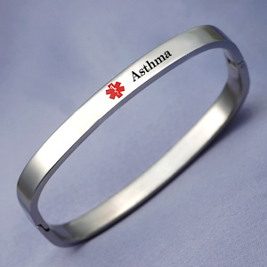 316L Stainless Asthma Medical Bangle Bracelet 