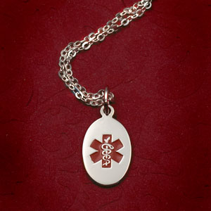 14k White Gold Medical Pendant