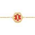 Yellow Gold Medical Id Bracelet red Enamel